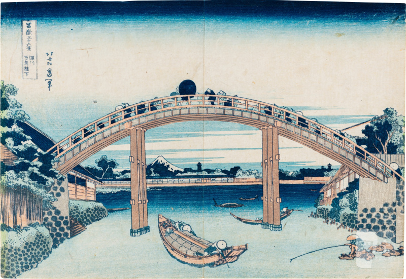 Katsushika Hokusai (1760-1849) | Under Mannen Bridge at Fukagawa (Fukagawa Mannen-bashi no shita) | Edo period, 19th century